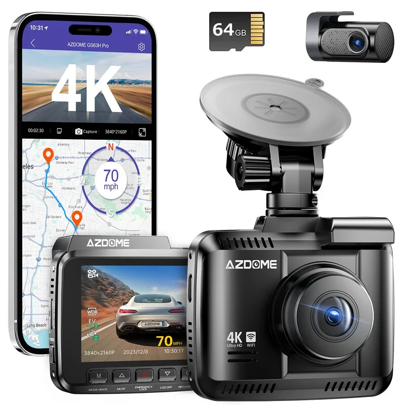 [109,99 nach Rabatt] AZDOME GS63H Pro Dashcam, 4K, GPS, WLAN, Kamera für Vorder- und Rückseite, mit Starvis från AZDOME – produktbild