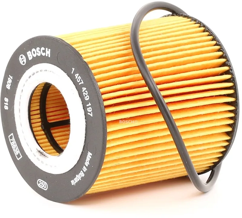 Oliefilter P9197 | 1457429197 | OEM 1109AH | 1109AJ | 9467645080 | Peugeot 206 207 307 308 407 508 Partner | Citroën C3 C4 C5 Berlingo | Ford Fiesta Focus 1.4 1.6 HDi van Bosch in Geel – productfoto