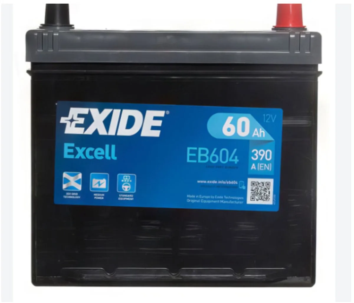 Excell 12V 60Ah - Loodzuur - Startaccu - EB604 de Exide – photo produit