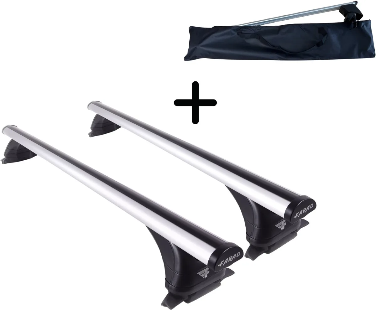 dakdragers Audi Q3 2019 t/m 2025 gesloten dakrailing - Aluminium 6 cm - 100 kg laadvermogen - Met opbergtas de Farad en Gris – photo produit