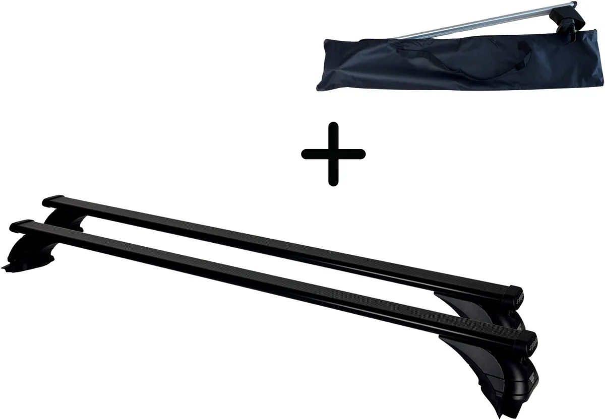 dakdragers BMW IX1 (U11 BEV) vanaf 2023 gesloten dakrailing - Staal 6 cm - 75 kg laadvermogen - Met opbergtas de Farad en Noir – photo produit