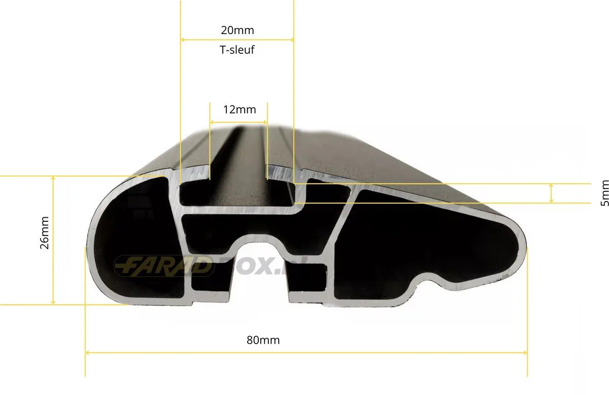 dakdragers BMW X5 E70 2007 t/m 2013 gesloten dakrailing - 100 kg - Wingbar - Met opbergtas från Farad i Svart – produktbild
