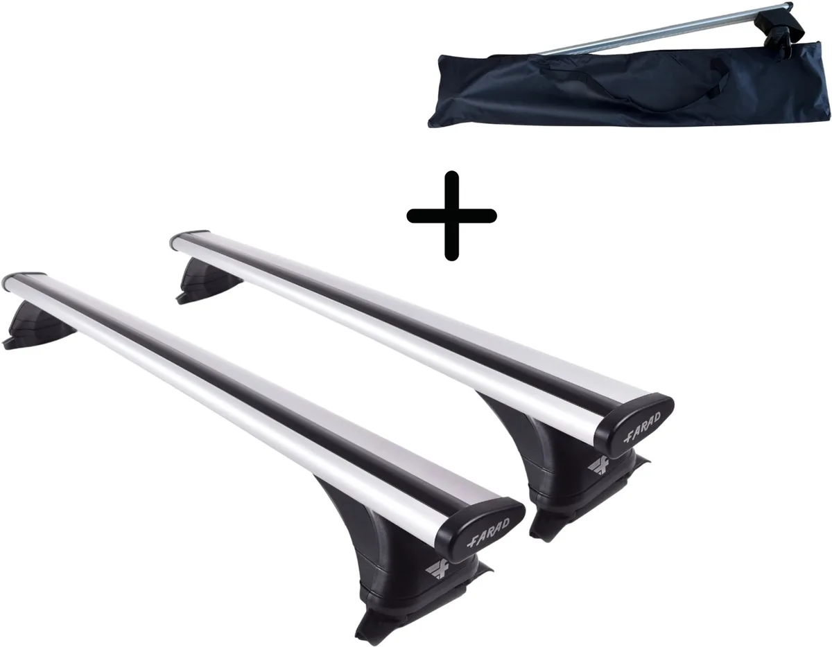 dakdragers BYD Atto 3 vanaf 2022 gesloten dakrailing - Aerodynamisch zilver - 100 kg laadvermogen - Met opbergtas by Farad in Grey – product photo