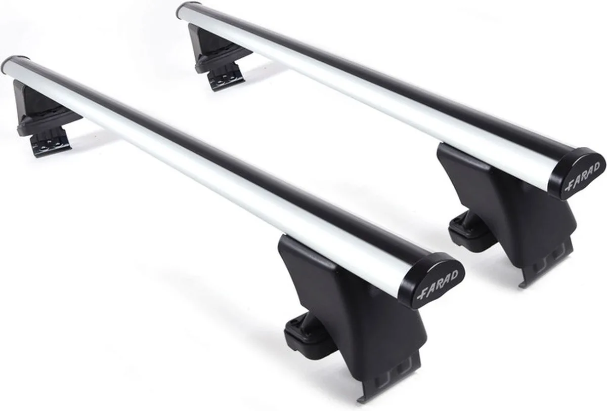 Dakdragers geschikt voor de Toyota Aygo 2005 t/m 2013 5d glad dak - Aluminium – Hoog laadvermogen 100kg – Merk Farad van Farad in Grijs – productfoto