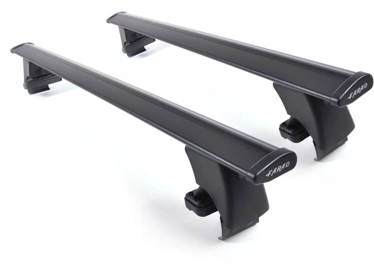 Dakdragers geschikt voor Peugeot E-208 vanaf 2019 glad dak - Aluminium - Hoog laadvermogen 100kg - Wingbar - Merk Farad de Farad en Noir – photo produit