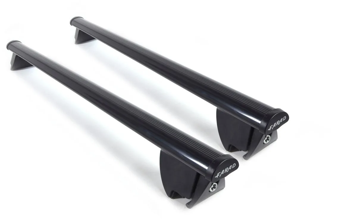 Dakdragers geschikt voor Volvo EX90 vanaf 2025 gesloten dakrailing – Staal Breed –75kg laadvermogen – Merk Farad van Farad in Zwart – productfoto