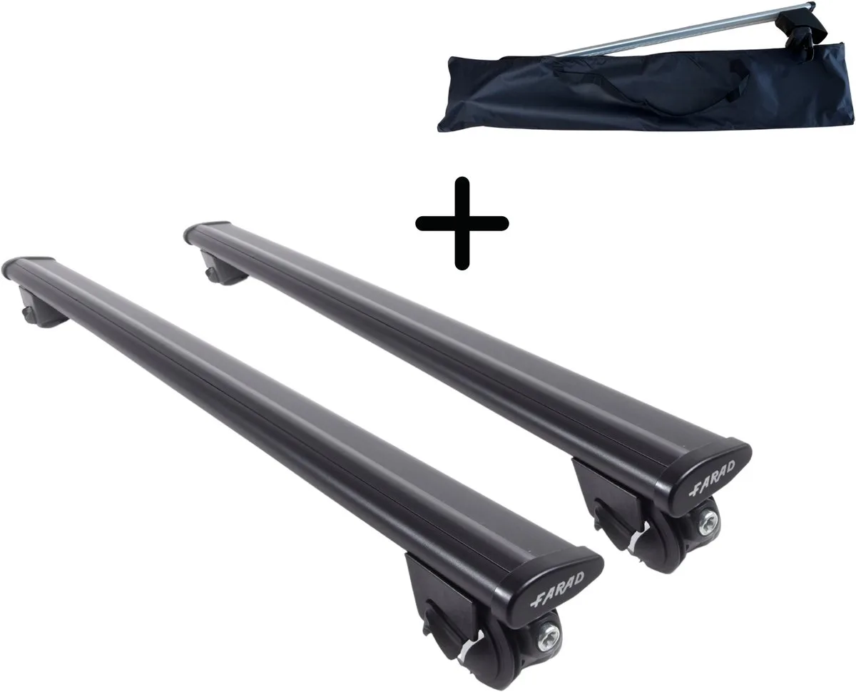 dakdragers Volvo V70 2002 t/m 2007 open dakrailing - 100 kg - Wingbar - Met opbergtas by Farad in Black – product photo