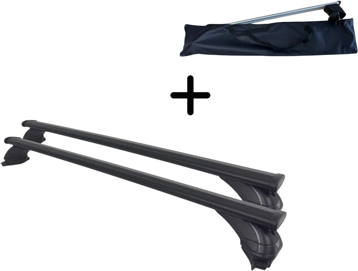 dakdragers Volvo XC90 2003 t/m 2014 open dakrailing - Aerodynamisch - 100 kg laadvermogen - Met opbergtas by Farad in Black – product photo