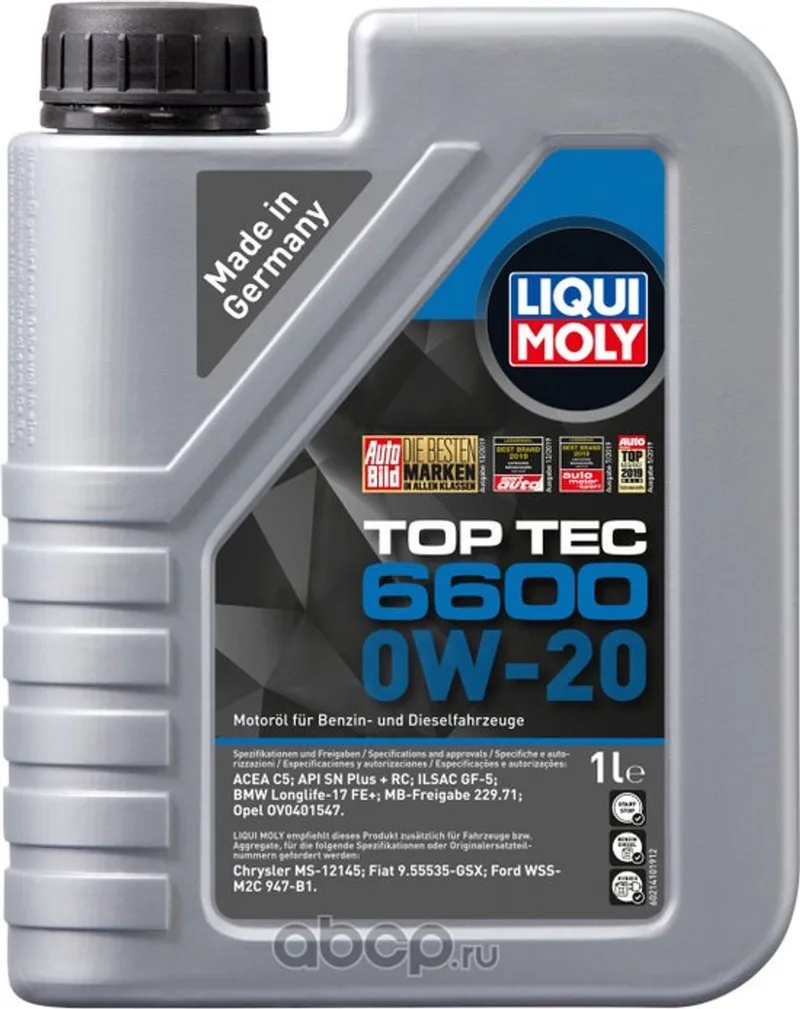 1L Top Tec 6600 0W-20 21410 van Liqui Moly – productfoto