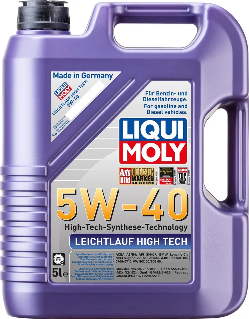 Leichtlauf High Tech 5w40 motorolja 5 liter från Liqui Moly – produktbild