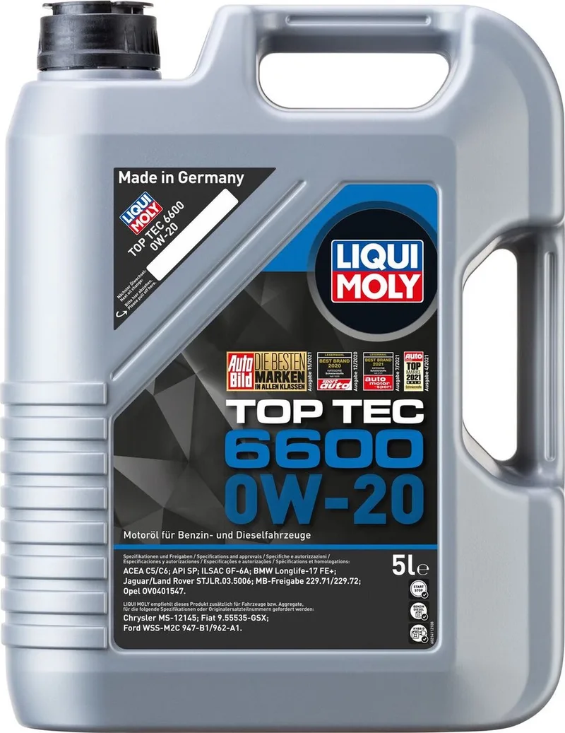 LIQUI MOLY 5L Top Tec 6600 0W-20 21411 ACEA C5/C6, ACEAC5/C6, API SP, APISP, BMW Longlife-17 FE+ (21411) van Liqui Moly – productfoto