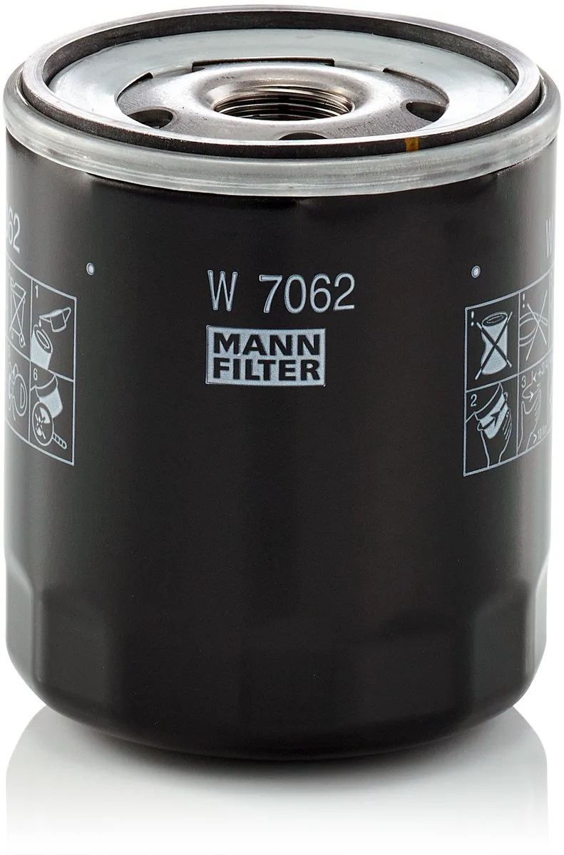 Oliefilter W 7062 | OEM 03L115561A | Audi A1 8X, Seat Ibiza V Toledo IV, Skoda Fabia III Rapid, VW Polo V 6R 6C 1.4 TDI 75 90 105 PK | Spin-on Oliefilter de MANN-FILTER en Noir – photo produit