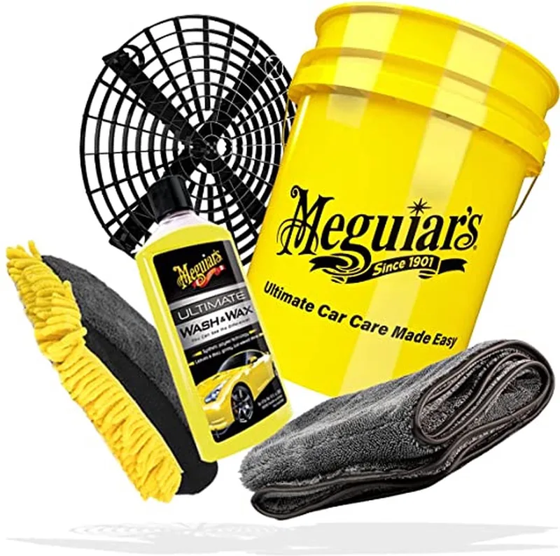 Autowas Set Meguiar's Wash & Wax + Gele Emmer 19L + Grit Guard + Droogdoek van Meguiar's – productfoto