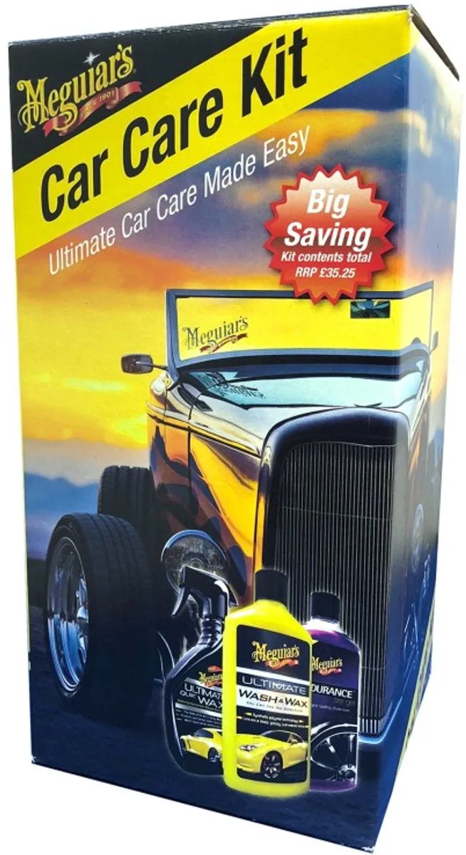 Car Care Kit 3-delige schoonmaakset – Ultimate Wash & Wax – Ultimate Quick Wax – Endurance High Gloss Tire Gel – 473ml van Meguiar's – productfoto