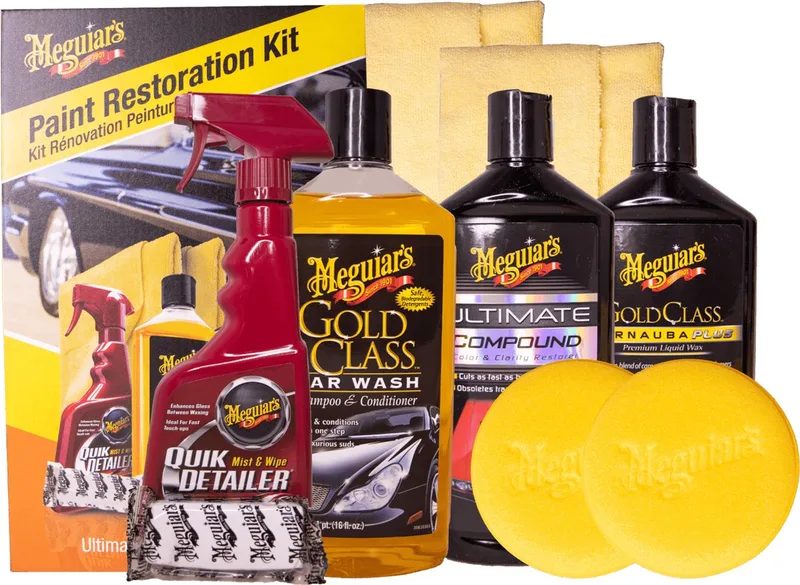 Paint Restoration Kit – Complete Lakherstel Set – Inclusief Shampoo, Clay Bar, Compound & Wax – Voor Doffe & Verwaarloosde Lak van Meguiar's in Geel – productfoto