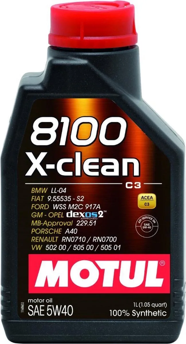 MOTUL 8100 X-Clean 5W40 - 100% synthetisch smeermiddel - 1 liter de Motul – photo produit
