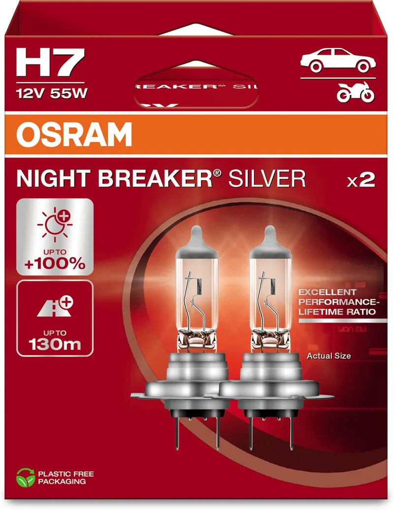Série Night Breaker, éclairage de véhicule, ampoule H7, longue durée de vie de Osram en Argent – photo produit