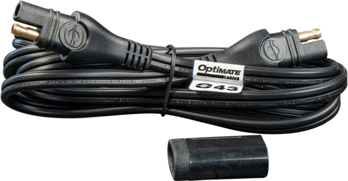 Cable O-43 verlengsnoer voor acculader, lengte 180 cm (6 ft), SAE-naar-SAE-connectoren met waterdichte afdichting, geschikt voor 16AWG SPT2-W, -40 tot 105 °C / 221 °F, maximaal 13 A van TecMate – productfoto
