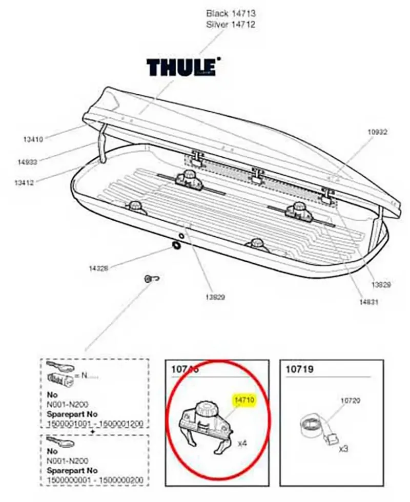 Touring Fastclick Roof Box Clamp Reserveonderdeel Zwart van Thule in Zwart – productfoto