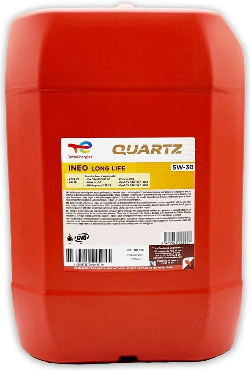 Quartz Ineo Long Life 5W30 - 20L de TotalEnergies – photo produit
