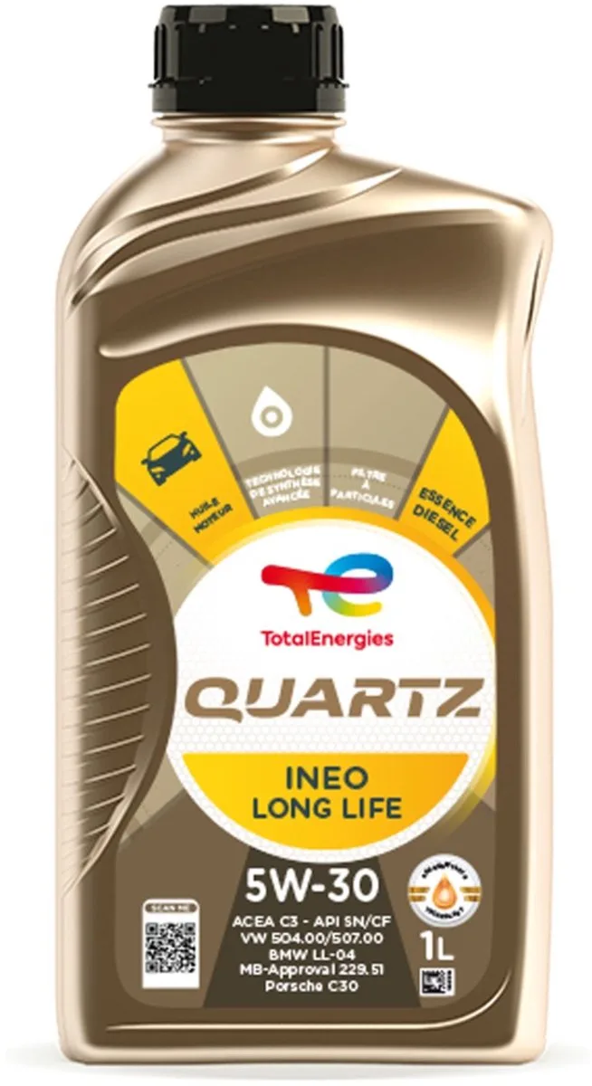 Quartz Ineo LongLife 5w30 motorolie 1 liter van TotalEnergies – productfoto