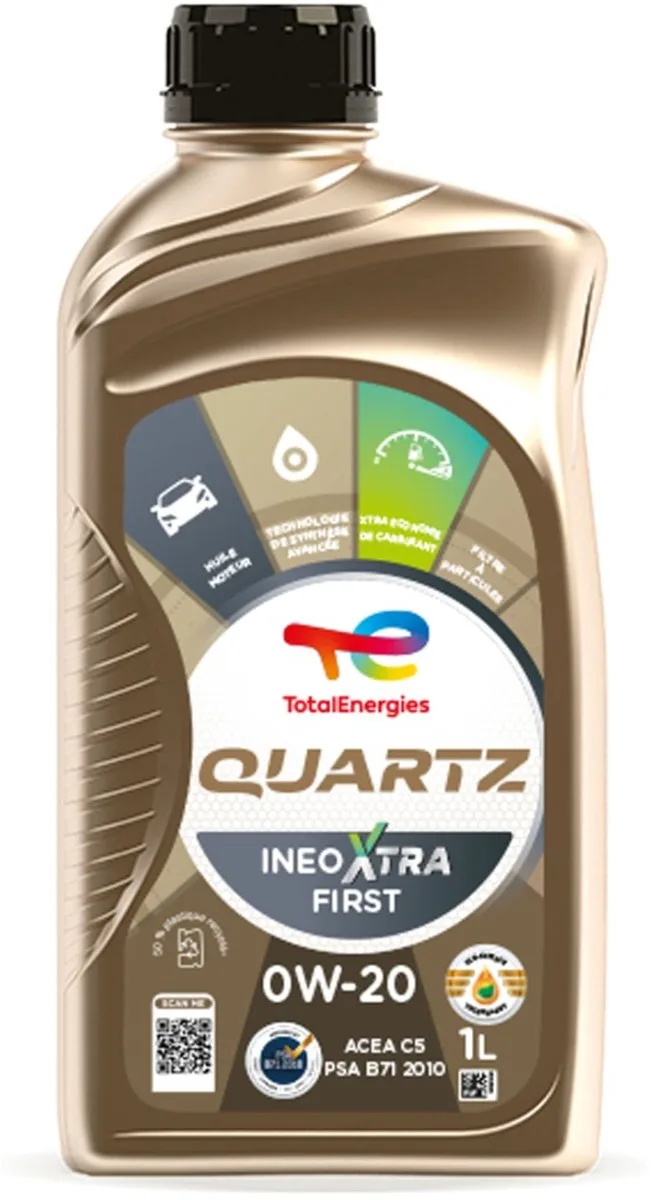 Quartz Ineo Xtra First 0w20 motorolie 1 liter van TotalEnergies – productfoto