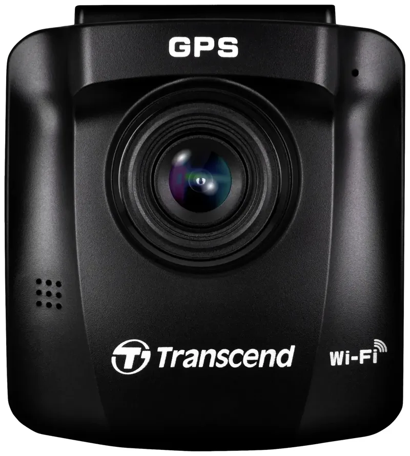 DrivePro™ 250 Dashcam Kijkhoek horizontaal (max.): 140 ° 12 V, 24 V GPS met radarherkenning, Time-lapse, G-sensor, WDR, Botswaarschuwing, Display van Transcend – productfoto