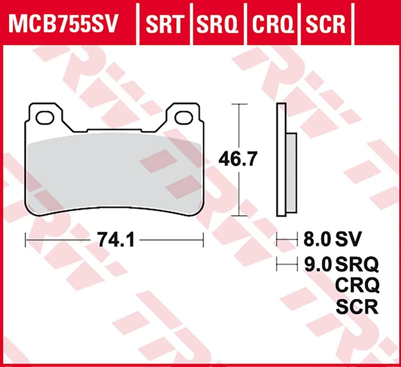 Remblokken - MCB 755 SV - Performance van TRW in Grijs – productfoto