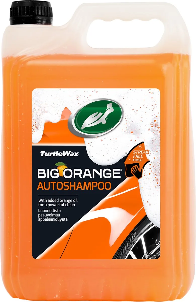 Big Orange Auto Shampoo - Verwijdert snel vuil en viezigheid – Geeft schitterende glans – Streepvrij resultaat - 5 Liter van Turtle Wax – productfoto