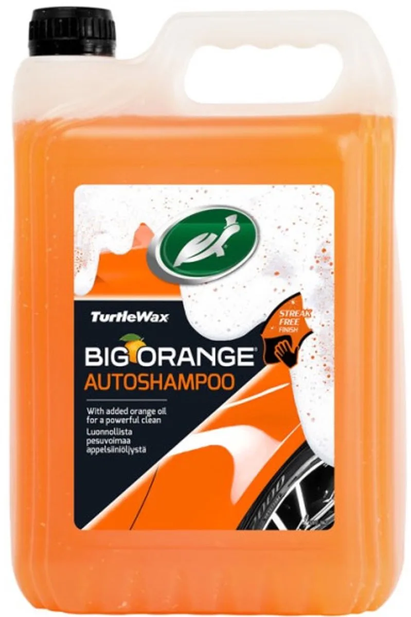Big Orange Auto Shampoo - Verwijdert snel vuil en viezigheid – Geeft schitterende glans – Streepvrij resultaat - 5 Liter van Turtle Wax in Oranje – productfoto