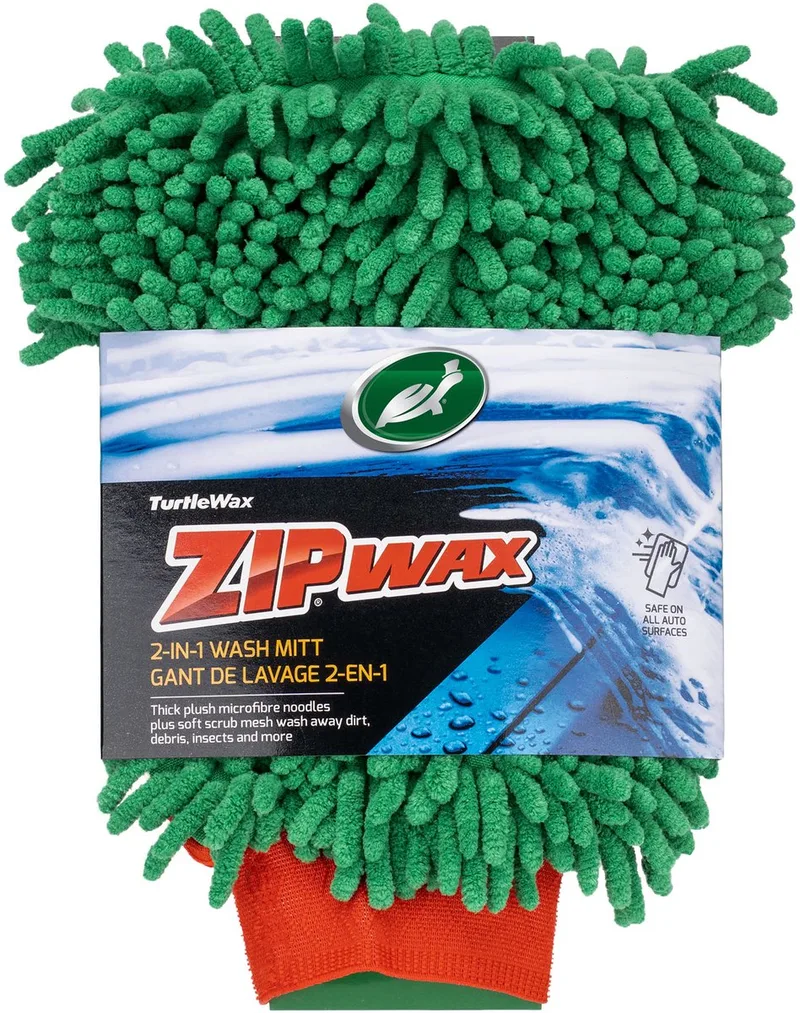 Zip Wax 2-i-1 Mikrofiber Tvätthandske – 1 st von Turtle Wax in Grün, Rot – Produktfoto