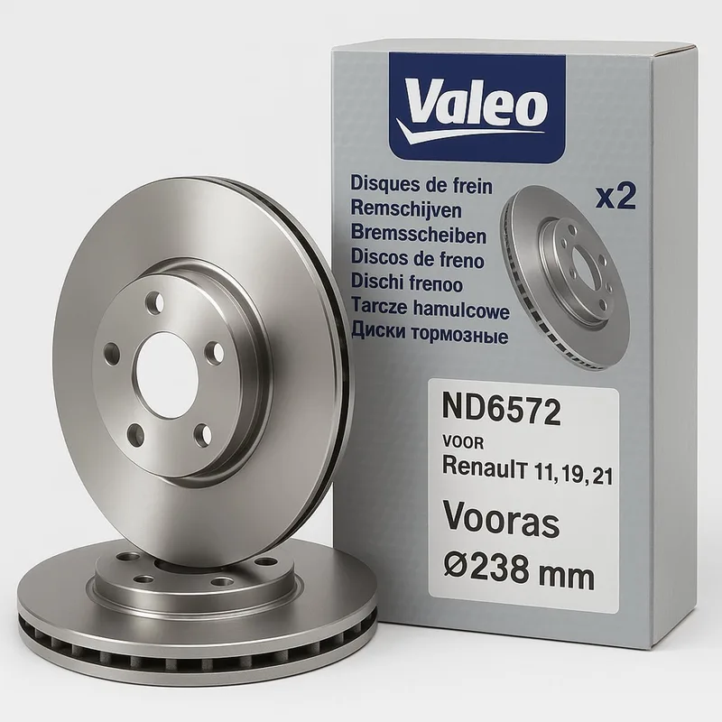 Remschijven voor Renault 11, 19, 21 – Vooras – Ø238 mm – Set van 2 – Valeo ND6572 van Valeo – productfoto