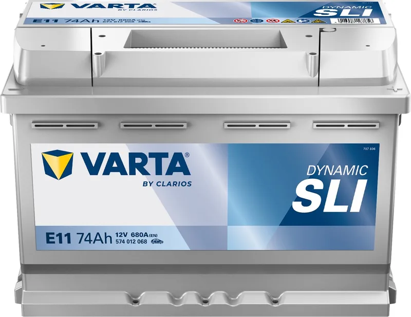 Blue Dynamic E11 12V 74Ah Startaccu van Varta in Blauw – productfoto