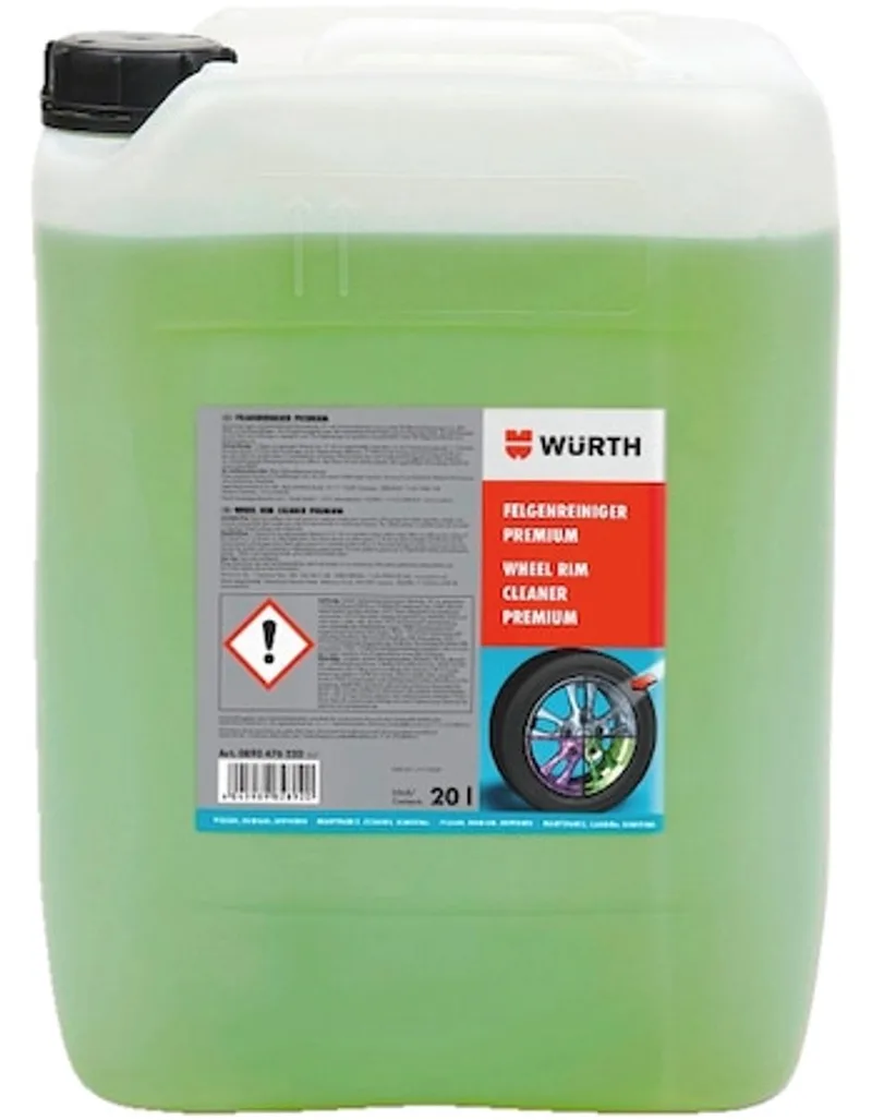 Velgenreiniger Premium - Premium velgenreiniger x 1 st Inhoud 20 l - Waarschuwing H302, H319, H317, H290, H301, H312, H412, H318, H330, H315, H400, H410, H311, H314, H071 P270, P272, P280, P333 + P313, P337 + P313, P362 + P364 de Würth en Geelgroen – photo produit
