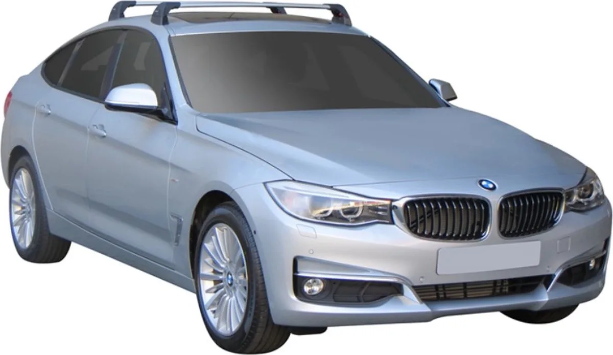 BMW 3 serie GT 5drs Hatch 2013 - heden Premium Dakdrager Whispbar Auto Exterieur Accessoires van Yakima in Zwart – productfoto